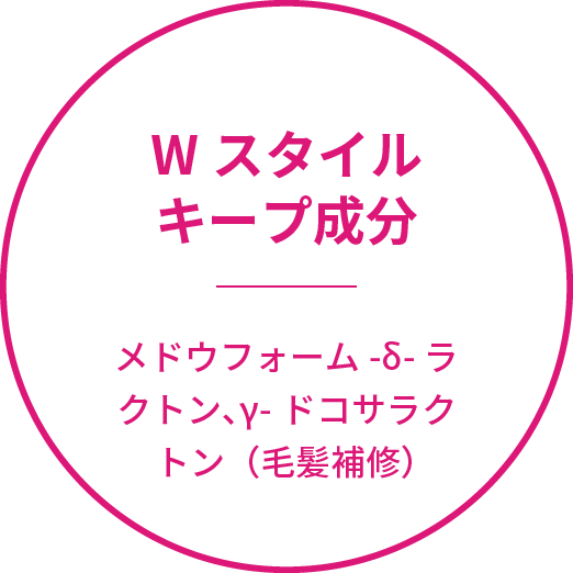 Wスタイル<br>キープ成分 メドウフォーム-δ-ラクトン、γ-ドコサラクトン(毛髪補修)